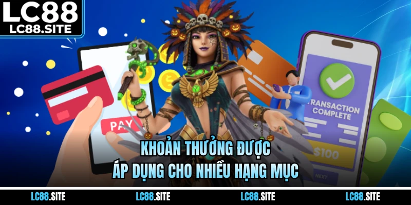 Khoản thưởng được áp dụng cho nhiều hạng mục